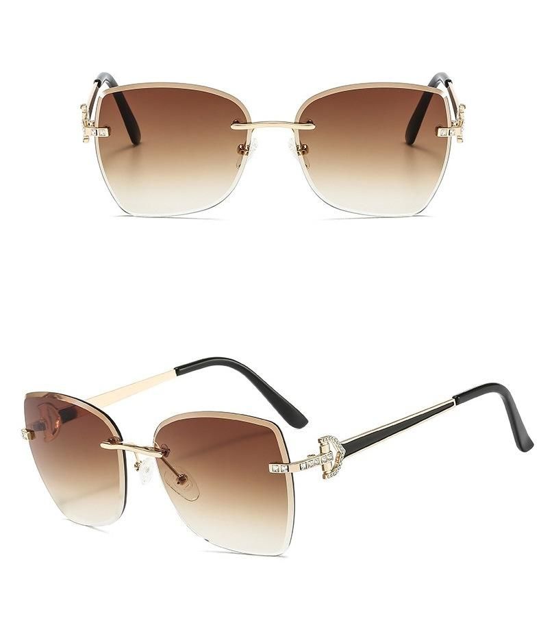 New Style Diamond-Encrusted Frameless Cut-Edge Square Women Sunglasses