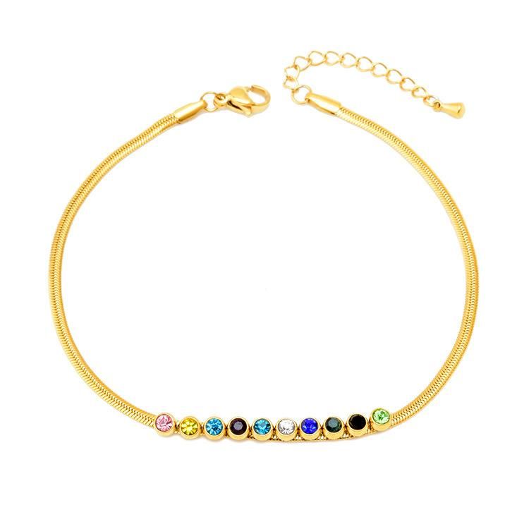 Manufacturer Customized Fashion Colorful Zircon Anklet Stainless Steel Gold Plated Anklet