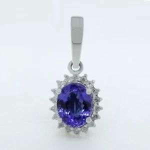 Fashion 925 Sterling Silver Sapphire Gemstone Necklace Pendant