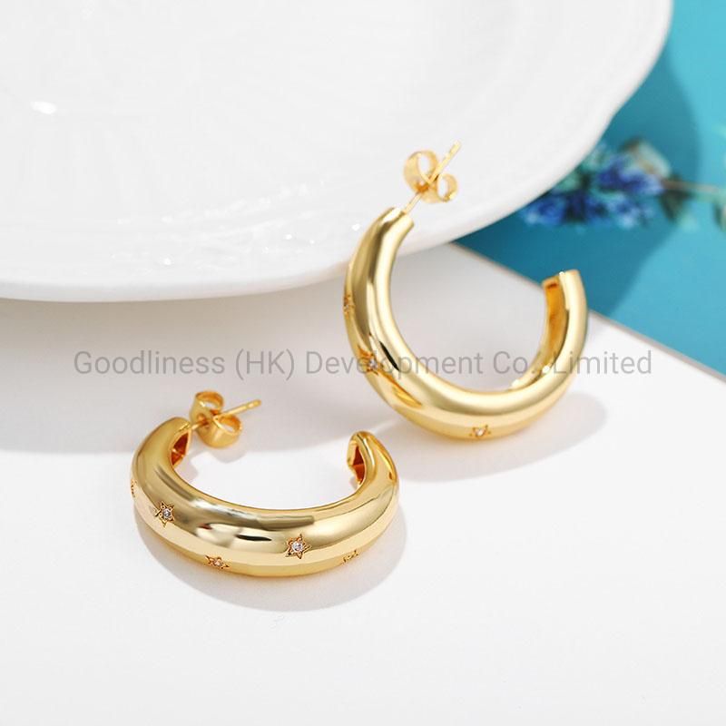 New Hot Selling Star Pattern C Type Earrings Jewelry