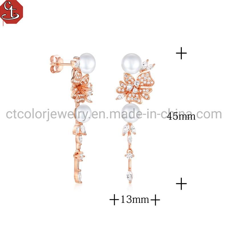 2021 New pearl Flower Drop Earrings for Women Fashion Jewelry 925 Silver Earrings Gift