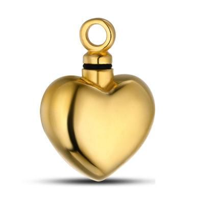Plated 18k Gold Urn Heart Shape Urn Pendant