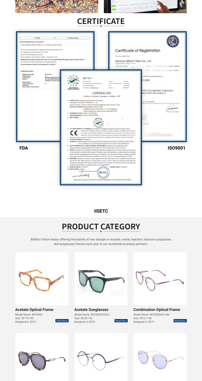 BV Mixed Colors Super Light Business Style Unique Acetate Sunglasses with High Quality