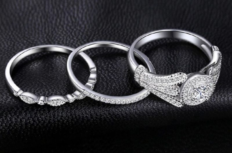 925 Sterling Silver Wedding Jewellery Cheap Engagement Ring Set for Couple Wholesale