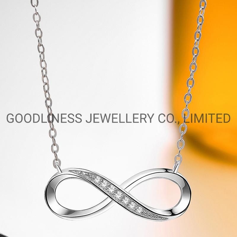 925 Sterling Silver Jewelry Women CZ Ifinity Pendant Necklace