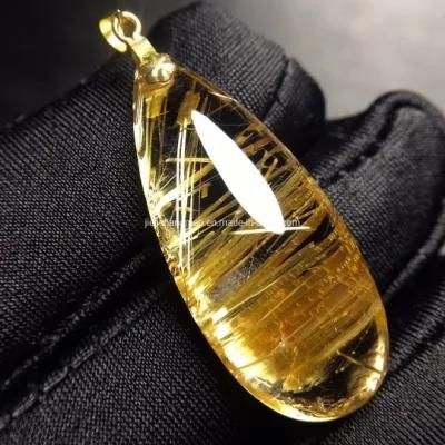 High Quality Gold Rutilated Quartz Pendants China Crystal