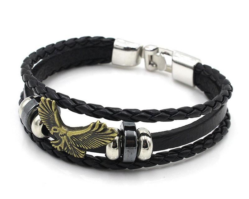 Eagle Braided Leather Rope Men Vintage Bracelet Fashion Jewelry