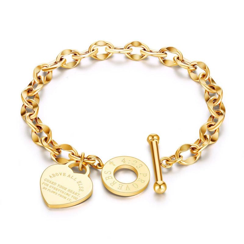 Chinese Factory Custom Heart Pendant Rose Gold Plated Chain Bracelet for Women Jewelry Party