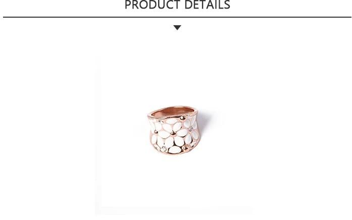 Promotional Fashion Jewelry White Flower Rose Glod Ring
