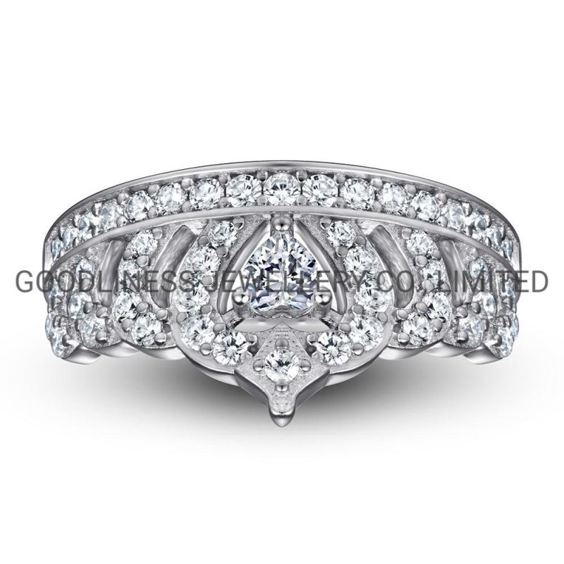 Vintage 925 Sterling Silver Women Cubic Zircon Crown Rings Design