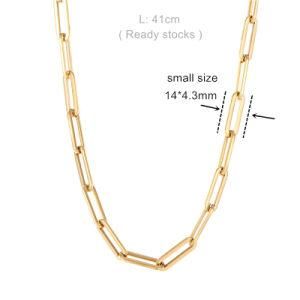 Stainless Steel Round Flat Rectangle Chain Link Choker Necklace Women 18K Gold Plated Paper Clip Paperclip Link Chain Necklaces