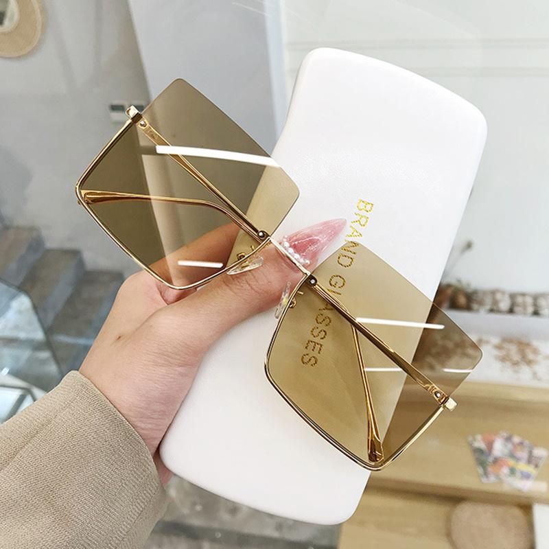 Fashion Half Frame Sun Glasses with Metal Retro Square Ink