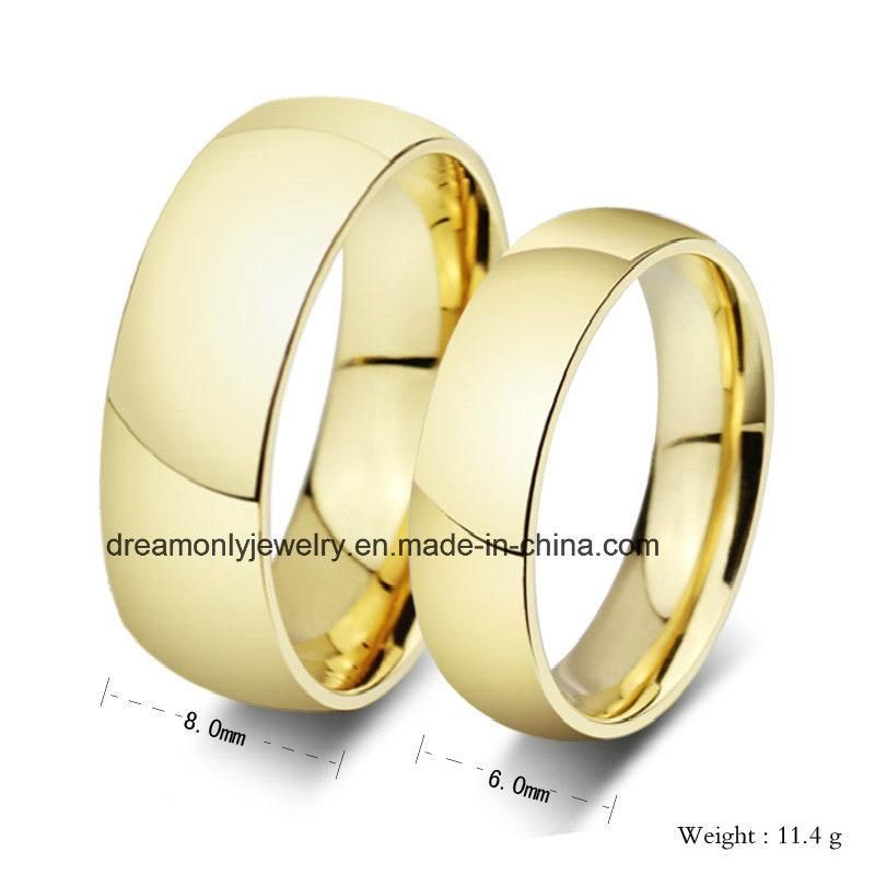 High Polished Gold Wedding Ring in Stainless Steel Jewelry for Men and Women