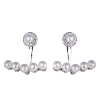 925 Sterling Silver Jacket Earring with Pearls