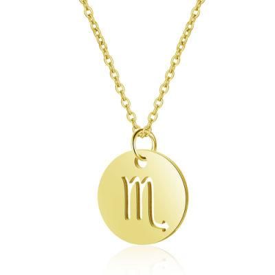 PVD Plating Fashion Jewelry Manufacturer Custom 18K Gold Plated Jewelry High Quality Water Proof Stainless Steel 12 Zodiac Necklace