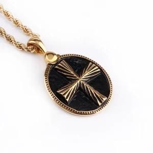 Gold Plated Stainless Steel Medallion Cross Rope Necklace