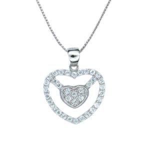 Double Heart Fashion Costume Jewelry Pendant Necklace
