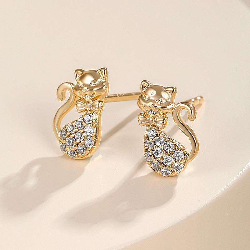 Cross-Border European and American Simple Geometric Metal Earrings with High Sense of Korean Temperament Zircon Earrings