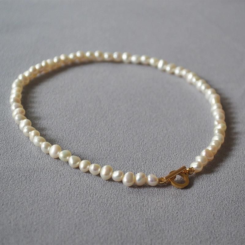 French Elegance Freshwater Irregular Baroque Pearl Short Ot Lock Necklace Choker