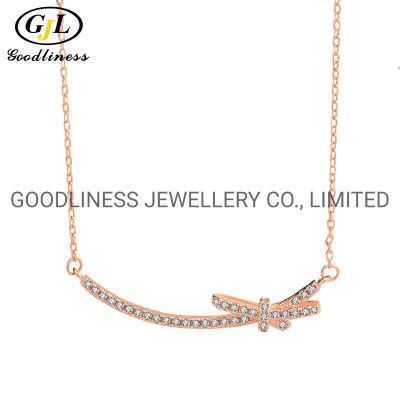 Initial Rose Gold Plated Crystal Layered Pendant Necklace for Women