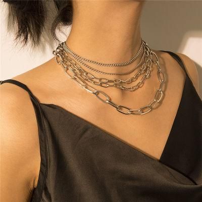 Wholesale Price 18K Gold Plated Multiple Row Chain Necklace for Women
