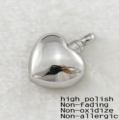 High Polished Heart Shape Hollow Urn Pendant