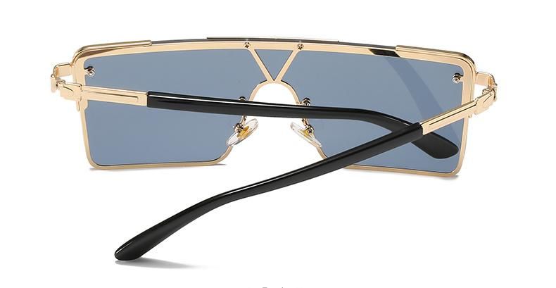 New Metal Frame Textured Sunglasses Square Big Frame European and American Style Ins Sunglasses One-Piece Sunglasses