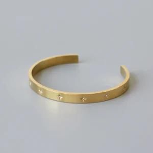 18K Gold Plated Stainless Steel Jewelry 8 Point Star Cuff Bangle Bracelet