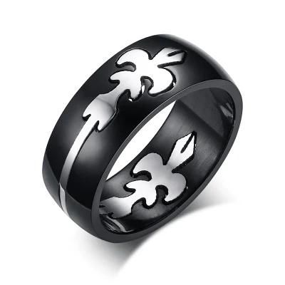 Custom Men Ring Black Two in One Pattern Detachable Ring Wholesale