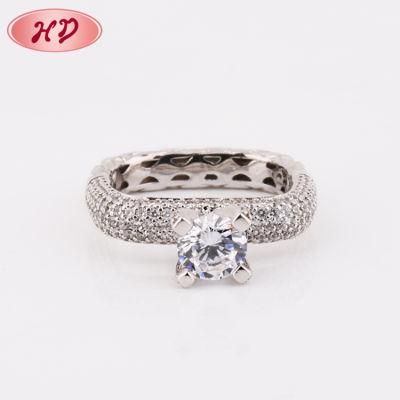 Jewelry Design Women Cubic Zirconia Silver Rhodium Plated Stainless Steel Finger Rings