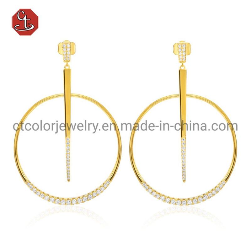 Trending custom fashion jewelry zircon Gold plated jewelry 925 silver Earrings