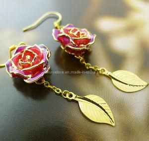 Fashion Accessories of 24k Gold Rose Earring (EH056)