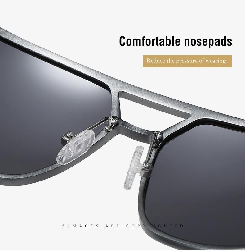 Vintage Brand Designer Men Polarized Sunglasses Retro Square Aluminum Magnesium Sun Glasses