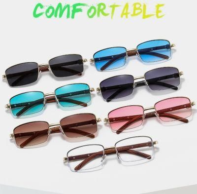 Metal Color Wood Grain Fashion Retro Brand Sunglasses