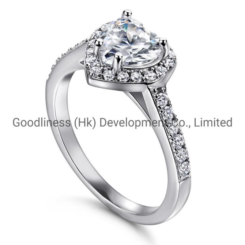 925 Sterling Silver Women Heart Halo Engagement Rings Fashion Jewelry