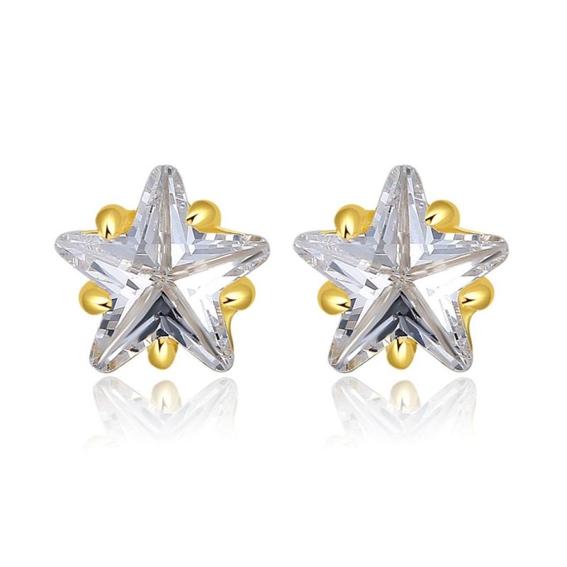 Crystal Earrings 925 Silver Five-Pointed Star Diamond Ear Stud