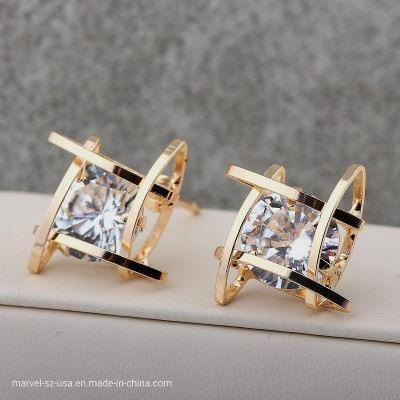 Women Trinkets Triangle Zircon Earrings Toe Square Silver Earrings Fashion Jewelry