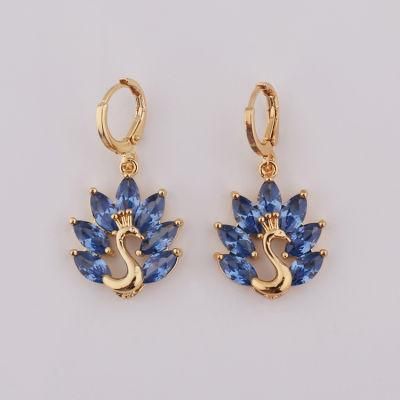 Wholesale Luxury Drop Earring Crystal 18K Gold Plated Jewelry for Women