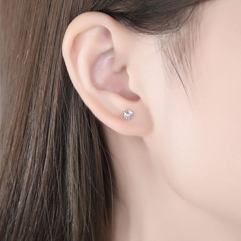 Customized Hexagon Ear Stud with Rhinestone Fashion Earring