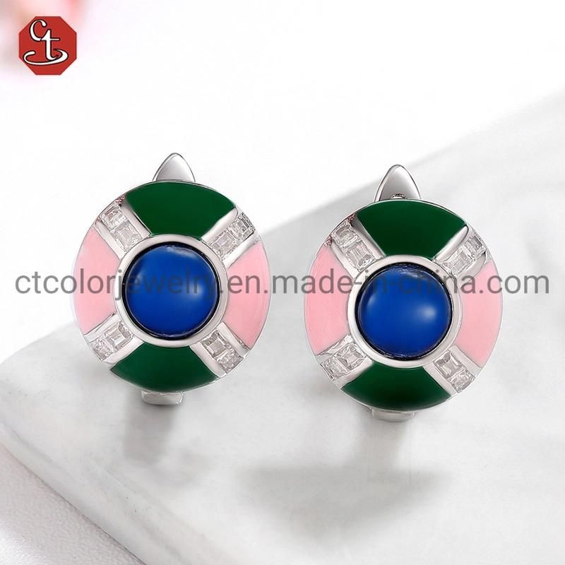 925 Sterling Silver Factory Wholesale Earring Enamel Color Earring for Women