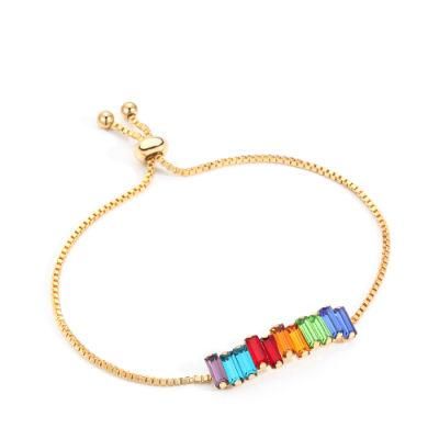 Special Design Brass Material Rainbow Rhinestone Bracelet for Women