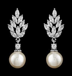 Elegant CZ Earring Jewelry, Bridal Pearl Earring Jewelry, Wedding Pearl Earring Jewelry