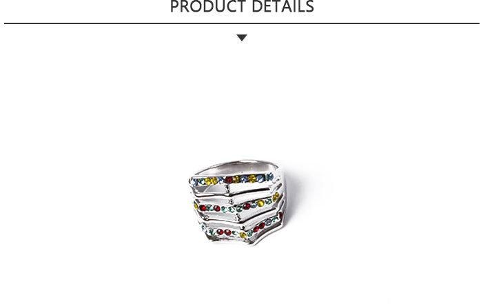 New Design Fashion Jewelry Silver Ring with Colorful Rhinestone
