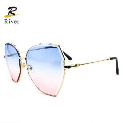 Fashion Custom Logo Stock Trimmed Metal Frame Women Sunglasses