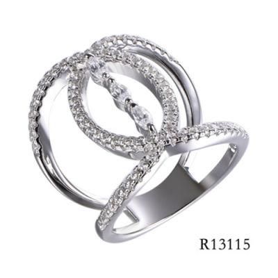 Creative 925 Sterling Silver with Marquise CZ Cross Line Ring