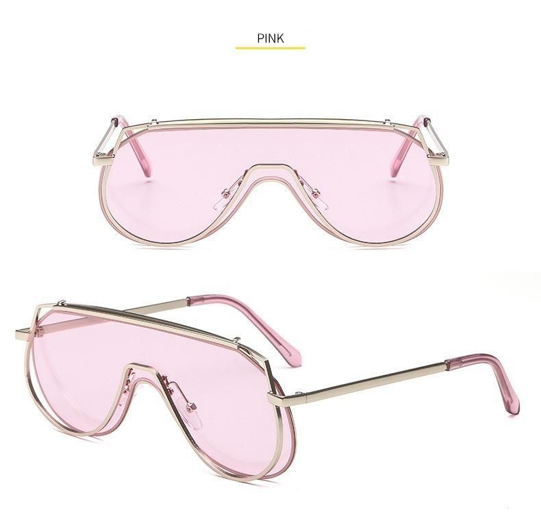 2020 New Large Frame One-Piece Metal Sunglasses