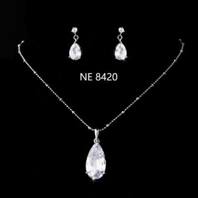 Wedding Pear CZ Necklace Jewelry Set, Bridal Pear CZ Necklace Jewelry Set, Bridesmaid Jewelry Set