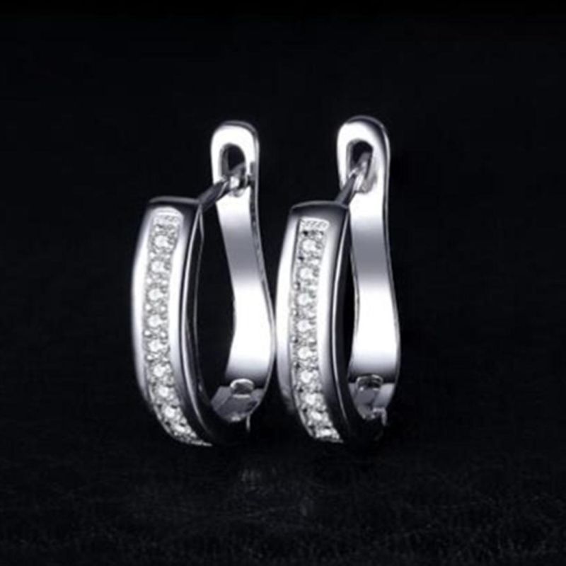 925 Sterling Silver Earring Channel Eternity English Lock Fashion Jewelry for Women