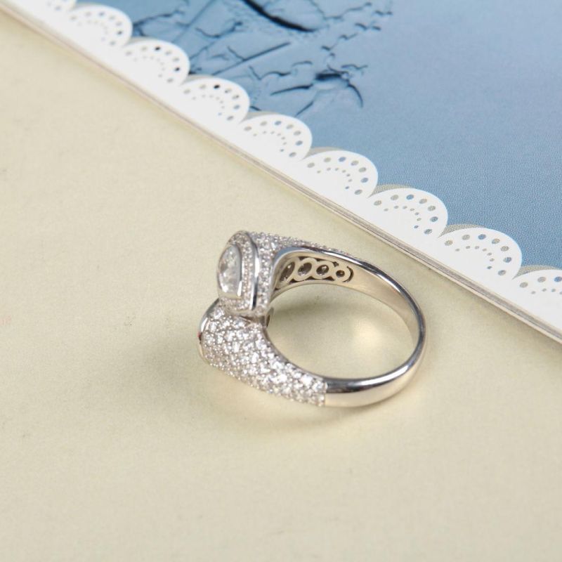 925 Silver White Gold Plating Luxury Pear Shape Ring