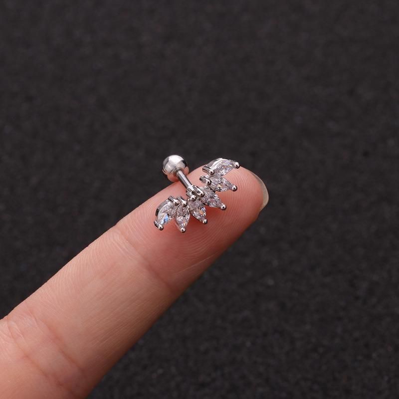 Stainless Steel Bar Micro Zircon Crown Ear Nail Screw Ball Fashion Earrings European American Piercing Jewellery